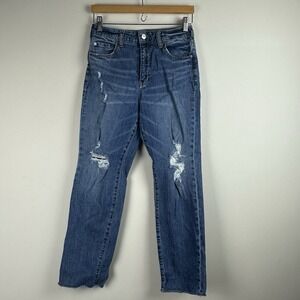 Pilcro Size 28 The Vintage Straight Jeans Medium Wash Distressed Stretch Ankle